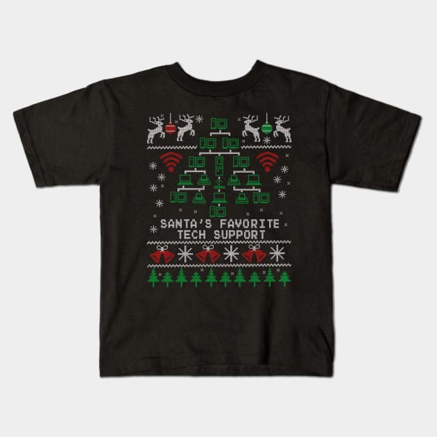 Santa's Favorite Tech Support Christmas for IT Professionals Kids T-Shirt by NerdShizzle